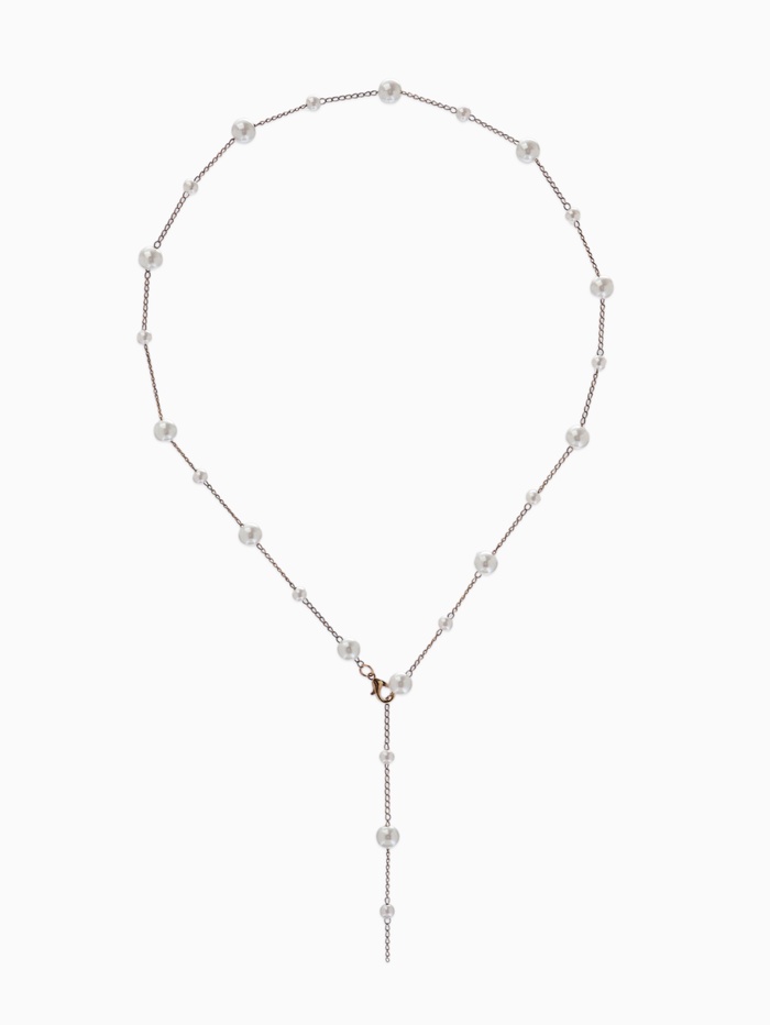 Кулон трансформер «Россыпь жемчуга», бусины №6.8, L=50 см, белый в золоте