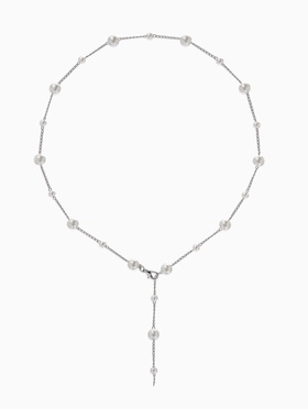 Кулон трансформер «Россыпь жемчуга», бусины №6.8, L=50 см, белый в серебре