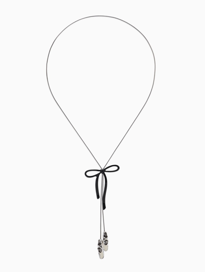 Колье-чокер на затяжке «Балерина. Пуанты с бантиком», L=60 см, цвет серебро, чёрный