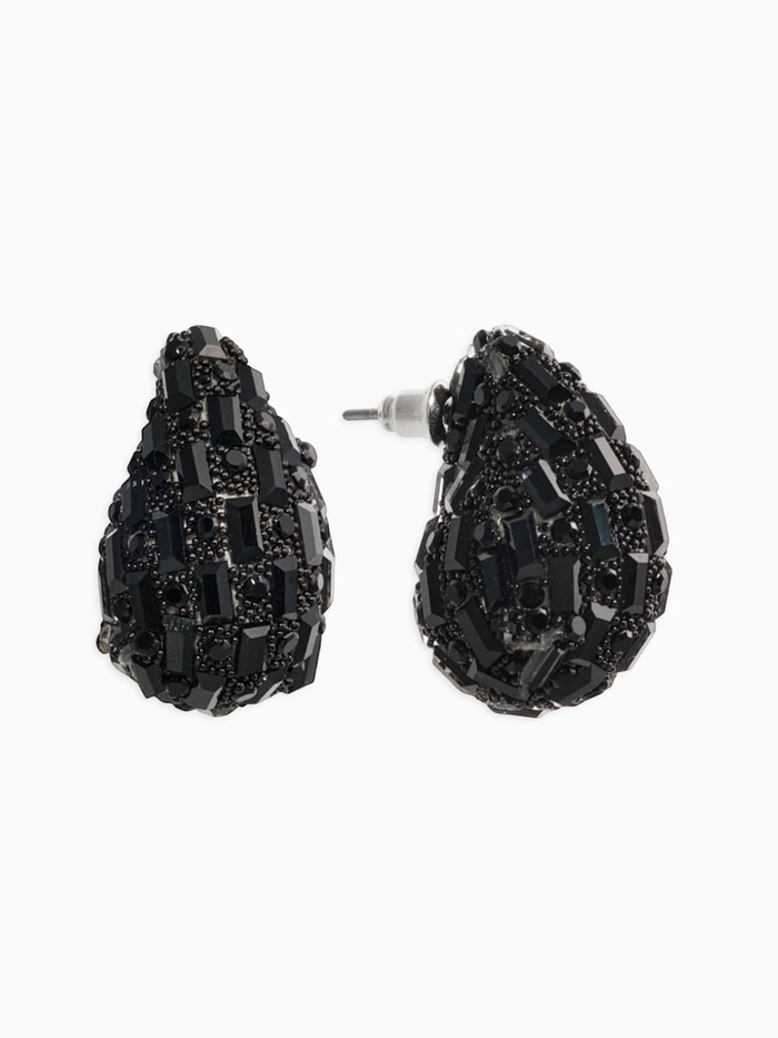 Серьги со стразами «Блеск» капля, чёрные