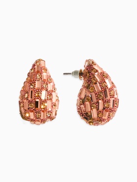 Серьги со стразами «Блеск» капля, цвет розовое золото