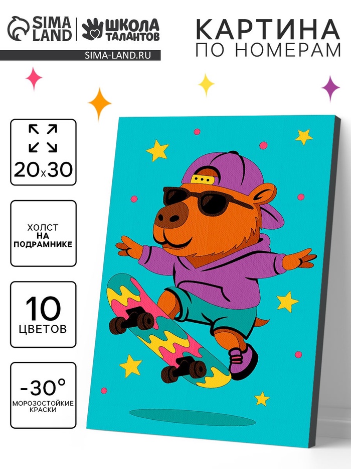 Картина по номерам «Капибара на скейте», 20×30 см - Фото 1