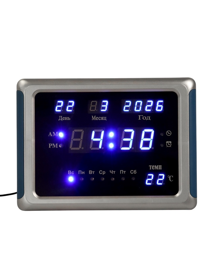 УЦЕНКА Часы электронные настенные, настольные, с будильником, 17×2.5×23 см, USB - Фото 1
