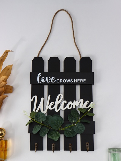 Крючки декоративные дерево «Здесь растет любовь», ключница настенная, 20.5×29.8 см