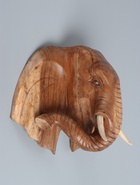 УЦЕНКА Панно "Голова слона" дерево Суар, 40х15х30 см, цв. бежевый - Фото 5