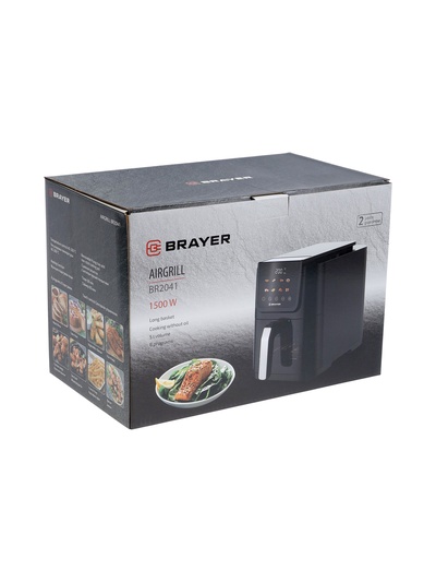 Аэрогриль BRAYER 2041BR, 1500 Вт, 5 л, 8 программ, 200°С, LСD-дисплей, таймер, решетка