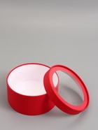 Подарочная коробка круглая, красная, завальцованная с окном, 21×11 см  (артикул 10973619)  большой выбор товаров оптом и в розницу по низким ценам с доставкой