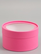 Подарочная коробка круглая, сливовая, завальцованная с окном, 18×10 см - Фото 3