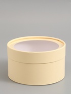 Подарочная коробка круглая, сливочный, завальцованная с окном, 18×10 см  (артикул 10973628)  большой выбор товаров оптом и в розницу по низким ценам с доставкой