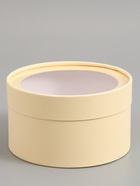 Подарочная коробка круглая, сливочный, завальцованная с окном, 18×10 см - Фото 3