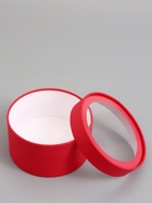 Подарочная коробка круглая, красная, завальцованная с окном, 18×10 см - Фото 4