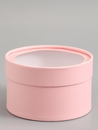 Подарочная коробка круглая, розовая, завальцованная с окном, 16×11 см - Фото 2