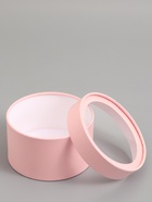 Подарочная коробка круглая, розовая, завальцованная с окном, 16×11 см - Фото 4