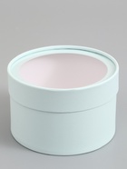 Подарочная коробка круглая, лагуна, завальцованная с окном, 16×11 см - Фото 3