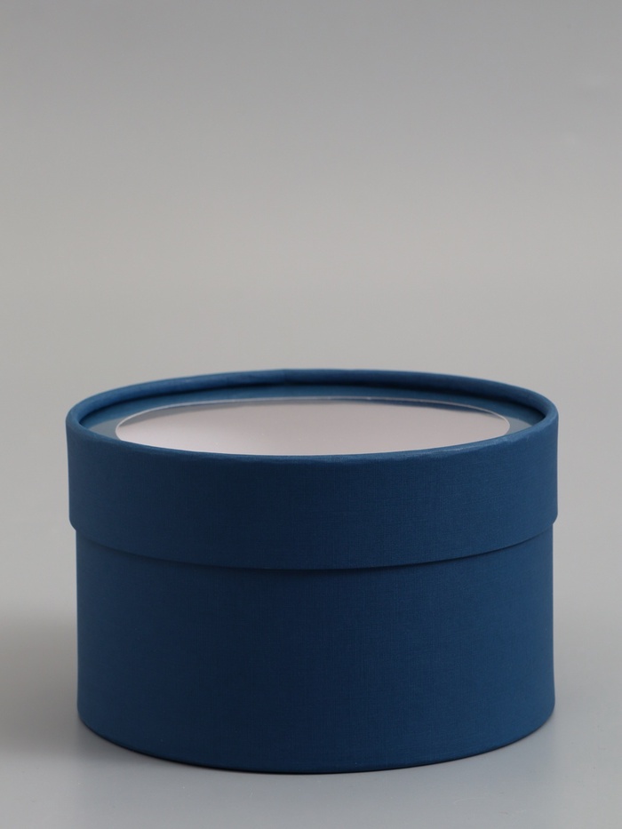 Подарочная коробка круглая, морской, завальцованная с окном, 16×11 см