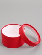 Подарочная коробка круглая, красная, завальцованная с окном, 16×11 см - Фото 4