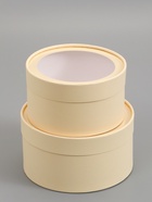 Набор подарочных коробок 2 в 1 круглых, сливочная, с окном, 21×11 - 18×10 см  (артикул 10973639)  большой выбор товаров оптом и в розницу по низким ценам с доставкой