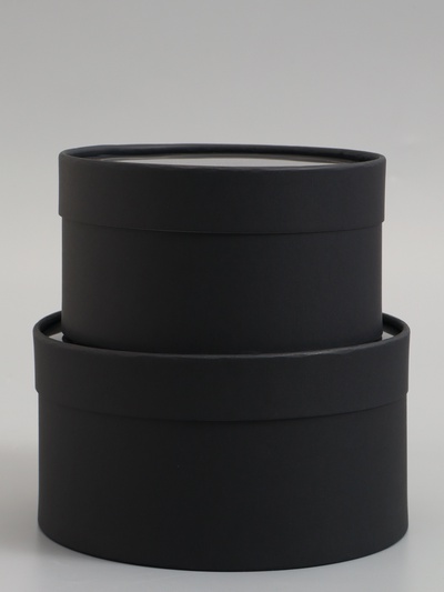 Набор подарочных коробок 2 в 1 круглых, черная, с окном, 21×11 - 18×10 см