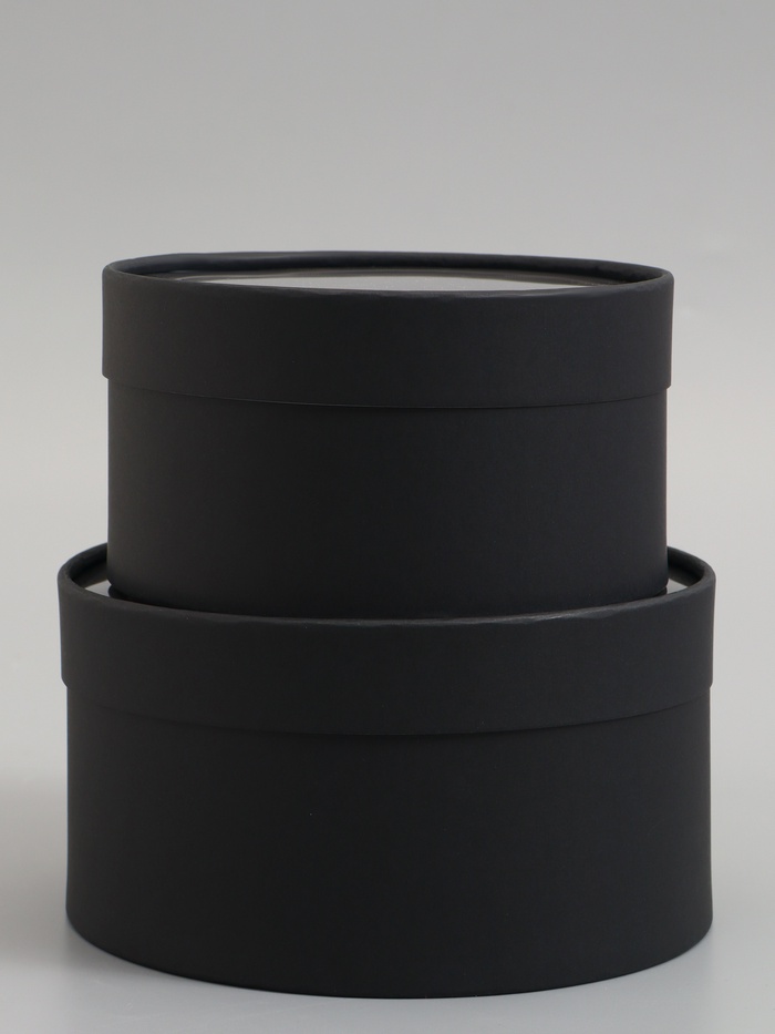 Набор подарочных коробок 2 в 1 круглых, черная, с окном, 21×11 - 18×10 см - Фото 1