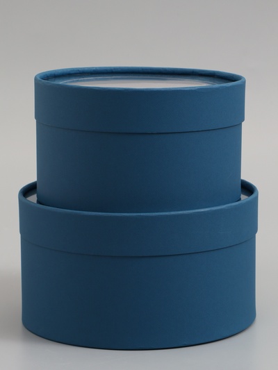 Набор подарочных коробок 2 в 1 круглых, морской, с окном, 21×11 - 18×10 см