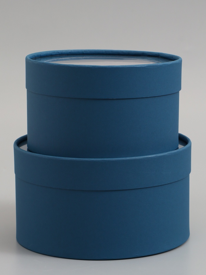 Набор подарочных коробок 2 в 1 круглых, морской, с окном, 21×11 - 18×10 см - Фото 1