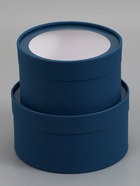 Набор подарочных коробок 2 в 1 круглых, морской, с окном, 21×11 - 18×10 см  (артикул 10973642)  большой выбор товаров оптом и в розницу по низким ценам с доставкой