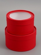 Набор подарочных коробок 2 в 1 круглых, красная, с окном, 21×11 - 18×10 см  (артикул 10973643)  большой выбор товаров оптом и в розницу по низким ценам с доставкой