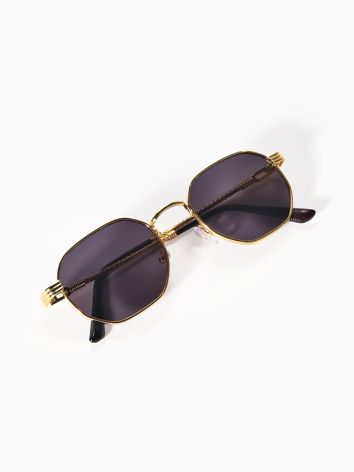 Очки солнцезащитные OneSun, uv 400, футляр, салфетка, цвет золото, серый - Фото 1