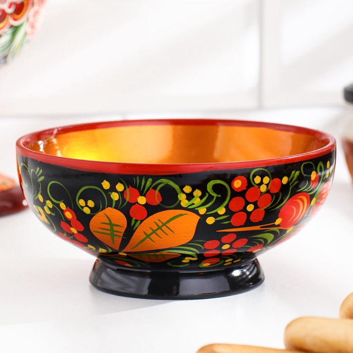 УЦЕНКА Салатник, средний, 14×7.5 см, хохлома - Фото 1