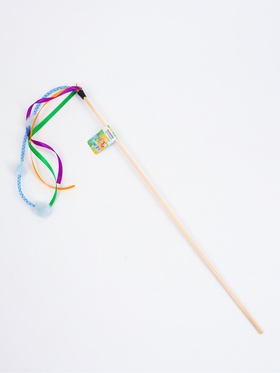 Дразнилка - удочка «Салют из норки c ленточками», на деревянной палочке