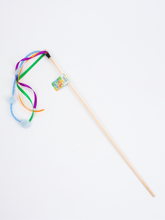 Дразнилка - удочка «Салют из норки c ленточками», на деревянной палочке