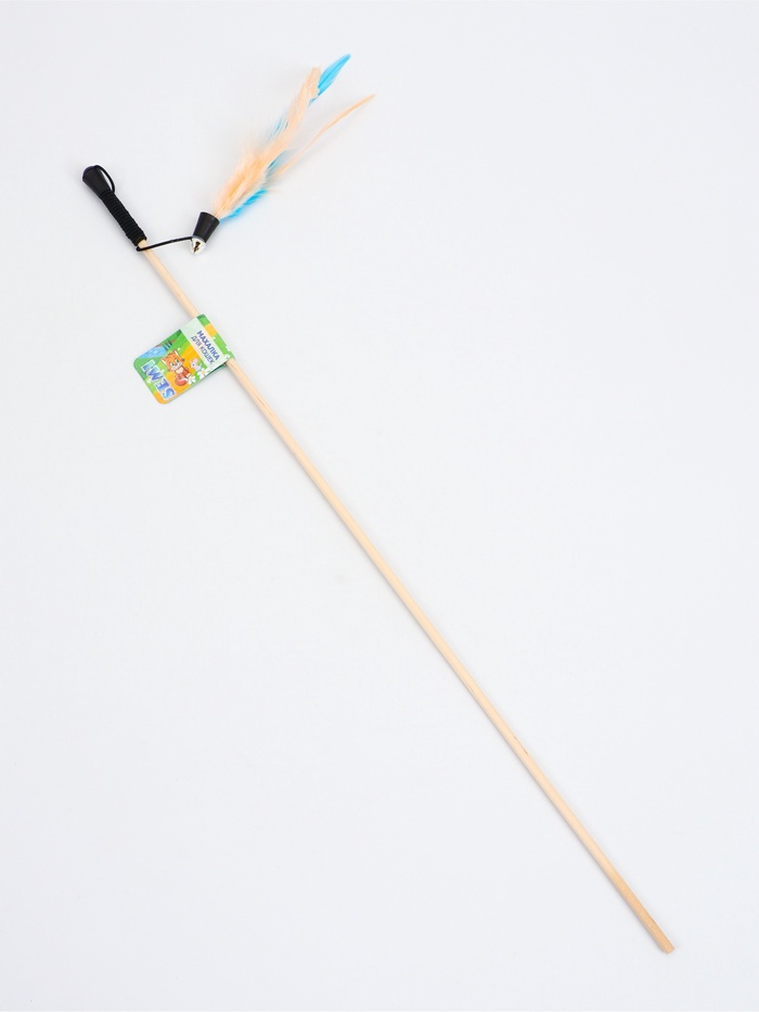 Дразнилка - удочка «Веселые перья», на деревянной палочке, с бубенчиком