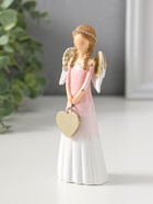 Фигурка полистоун «Девушка-ангел в светло-розовом платье с золотым сердцем», 14.5 см  (артикул 10927834)  большой выбор товаров оптом и в розницу по низким ценам с доставкой