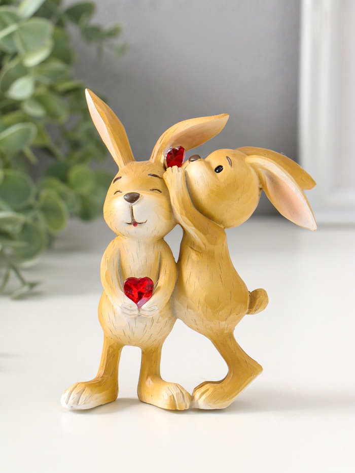 Фигурка полистоун «Зайчики с сердечком - хочешь расскажу секрет?», 12.5 см - Фото 1
