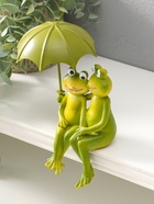Фигурка настольная полистоун «Влюблённые лягушата под зонтом», на полку, 14 см - Фото 2