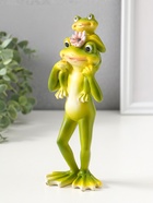 Фигура полистоун «Лягушонок с розовым лотосом, посадил малыша на шею», 21.5 см - Фото 4