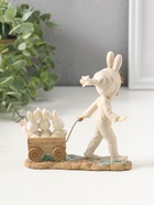 Фигурка полистоун «Девочка в комбинезоне с заячьими ушами, везет тележку с зайцами», 13.5 см  (артикул 10927859)  большой выбор товаров оптом и в розницу по низким ценам с доставкой