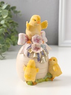 Фигурка полистоун «Цыплята с яичком с розовыми цветами и колокольчиками», 15 см  (артикул 10927862)  большой выбор товаров оптом и в розницу по низким ценам с доставкой