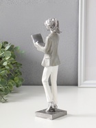 Фигура полистоун «Девушка в бело-сером костюме с компьютером в наушниках», 24 см - Фото 3