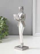 Фигура полистоун «Девушка в бело-сером костюме с компьютером в наушниках», 24 см - Фото 4