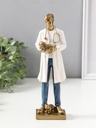 Фигура полистоун «Мужчина-ветеринар в белом халате с щенком», 25.5 см - Фото 1