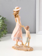 Фигура полистоун «Мама в розовом платье и шляпке гуляют с сыном по пляжу», 23.5 см  (артикул 10927875)  большой выбор товаров оптом и в розницу по низким ценам с доставкой