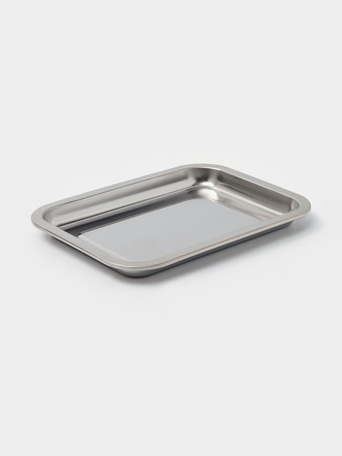 Противень, 27×20 см, h=2 см, AISI 410, толщина 0.4 мм, нержавеющая сталь, хромированный - Фото 1