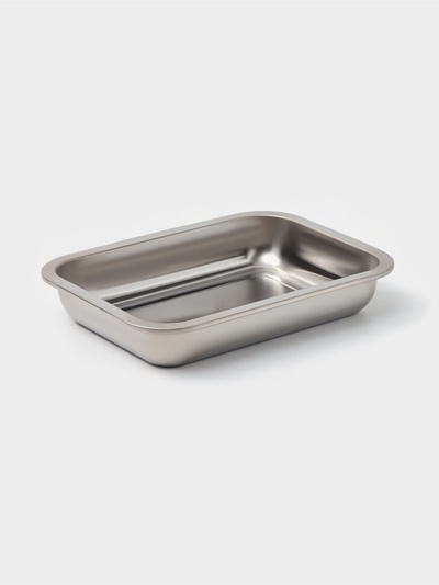 Противень, 27×20 см, h=4 см, AISI 410, толщина 0.4 мм, нержавеющая сталь, хромированный