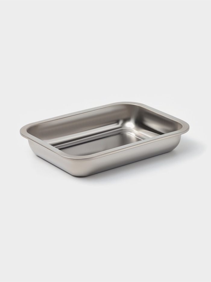 Противень, 27×20 см, h=4 см, AISI 410, толщина 0.4 мм, нержавеющая сталь, хромированный - Фото 1
