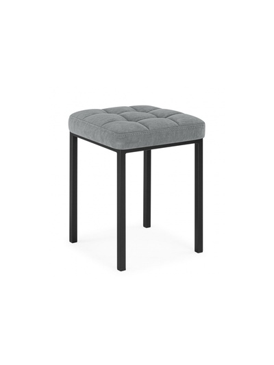 Табурет мягкий «Байя», обивка микровелюр катания, цвет сильвер/чёрный