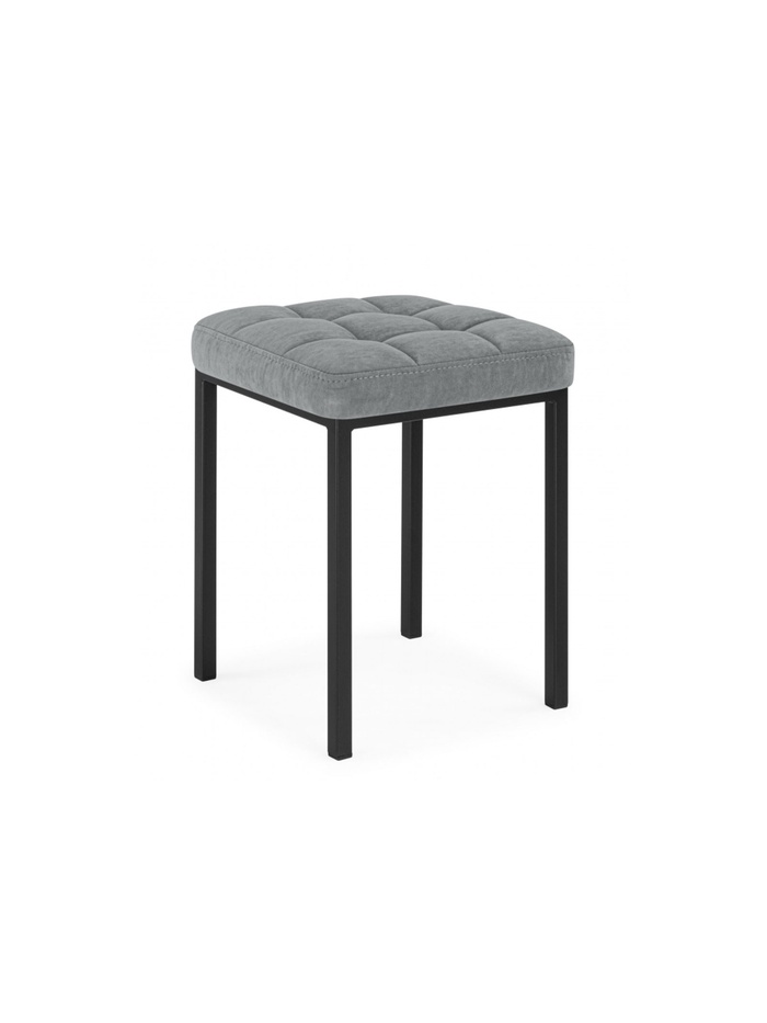Табурет мягкий «Байя», обивка микровелюр катания, цвет сильвер/чёрный - Фото 1