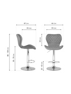 Стул барный Porch, со спинкой, велюр, цвет хром/серый  (артикул 10997592)  большой выбор товаров оптом и в розницу по низким ценам с доставкой