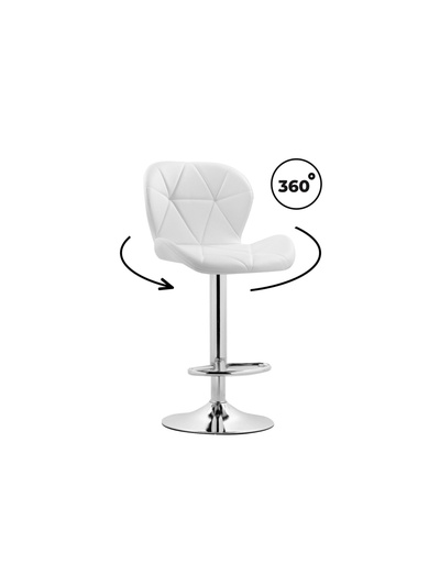 Стул барный Trio, со спинкой, искусственная кожа, цвет белый/хром