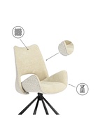 Стул мягкий Balaton 360, на металлокаркасе, крутящийся, цвет бежевый/чёрный - Фото 10
